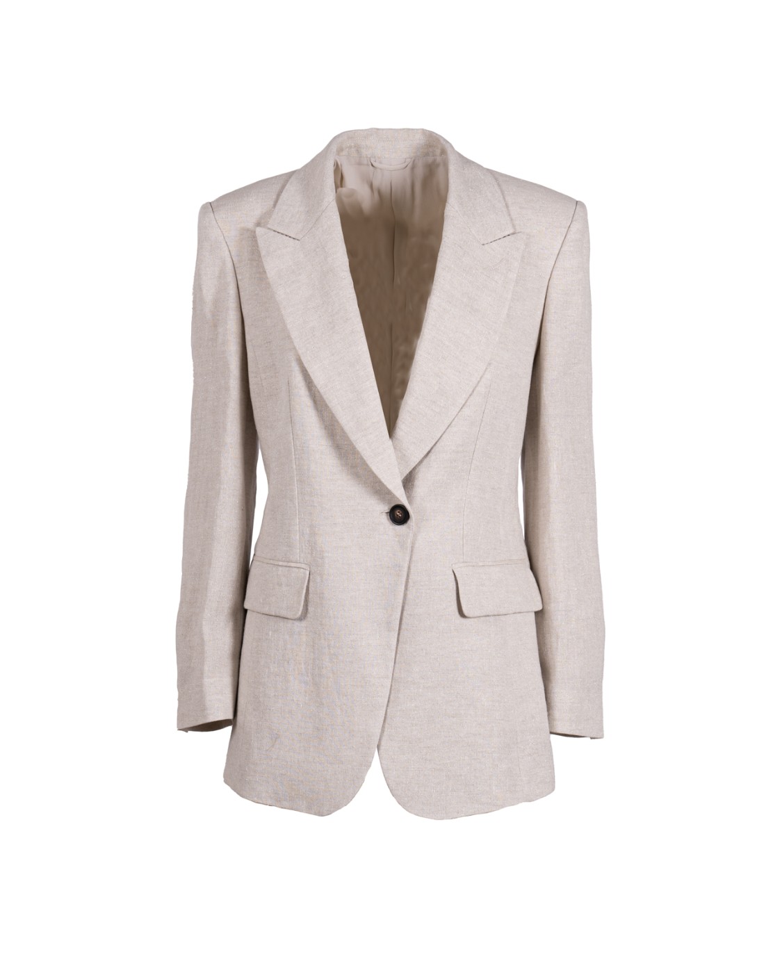 shop BRUNELLO CUCINELLI  Giacca: Brunello Cucinelli blazer in lino.
Collo con revers a lancia.
Maniche lunghe con bottoni sul fondo.
Due tasche frontali con patta.
Uno spacco posteriore sul fondo.
Chiusura frontale con bottoni.
Composizione: 97% lino, 2% poliestere, 1% poliammide.
Made in Italy.. MH5477221-C169 number 3967764